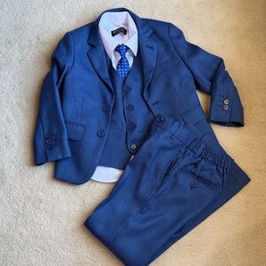 Bocaccio Uomo 5 piece Blue Suit Set Blazer Vest Pants Shirt Tie Boys Size 5